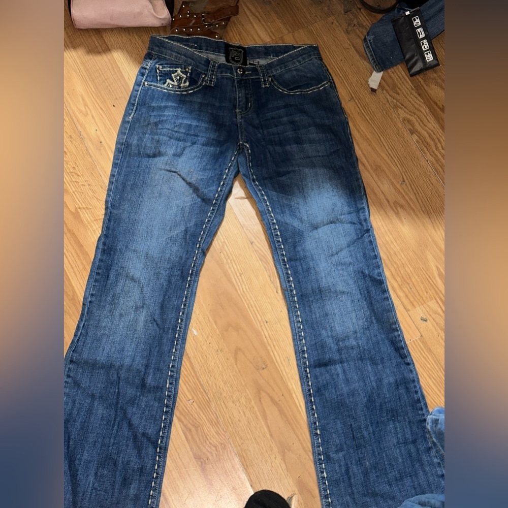 Petrol Women's Maddox Bootcut Jeans Size 8 Embellished Medium Wash Blue Denim